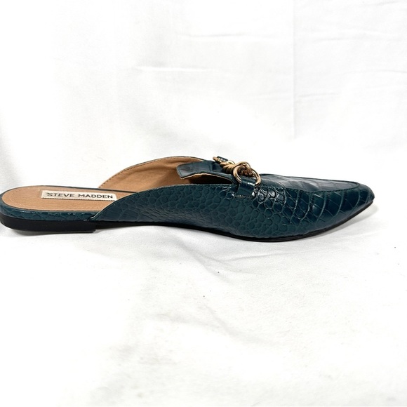 Steve Madden Forever Croc Chain Mule Loafers Teal Faux Leather Size 9.5 - Picture 9 of 11